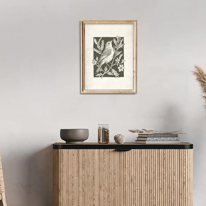 uniro Wall Art Canvas Print Vintage Bird Wall Art Canvas Sparrow Farmhouse Pictures Neutral Sketch bird Canvas Oil Painting Nursery Decor Modern Home and Bedroom Decoration (8" x 10" UNFRAMED)