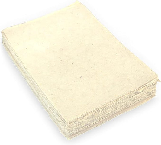Handmade Lokta Card Stock 5x7 Inch Paper with Deckle Edge. Tree-Free Lokta Paper for Vintage Stationery, Printing, and Decorative Invitations (50 Sheets)
