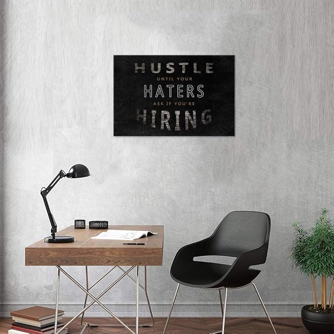 Yatsen Bridge Modern Inspirational Quote Posters for Office Classroom Decor Hustle Entrepreneur Motivational Artwork Inspiring Postive Painting Artwork Stretched Ready to Hang - 24''H x 36''W