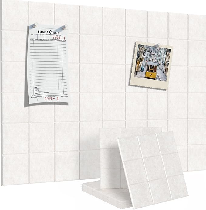 Large Cork Board for Walls 36" x 24", 6 Pack Felt Wall Tiles with Push Pins for Office Home, Pin Board Bulletin Board for Photo Pictures, Oatmeal