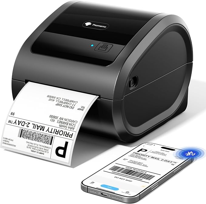 Phomemo D520BT Thermal Printer, 4x6 Shipping Label Printer for Small Business, Desktop Thermal Label Printers for Shipping Packages, Compatible with Amazon, Shopify, USPS, Grey