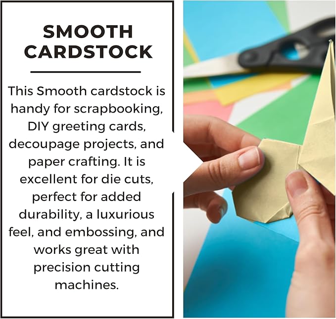 PA Paper Accents Smooth Cardstock 12" x 12" Matte Cream, 80lb colored cardstock paper for card making, scrapbooking, printing, quilling and crafts, 25 piece pack