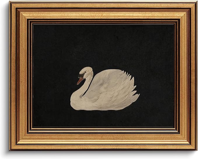 Gold Framed Wall Art Vintage Canvas Wall Art Grace Swan Rustic Animal Artwork Prints Picture for Living Room Bedroom Farmhouse Bathroom Office Decor, 8x10