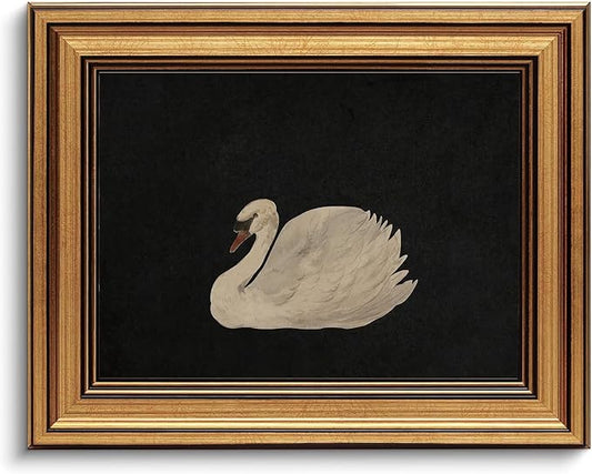 Gold Framed Wall Art Vintage Canvas Wall Art Grace Swan Rustic Animal Artwork Prints Picture for Living Room Bedroom Farmhouse Bathroom Office Decor, 8x10