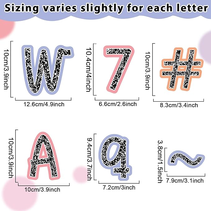 260 PCS Bulletin Board Letters for Classroom 4” Letters Combo Pack Set Pastel Composition Classroom Decorations Alphabet Numbers Symbols Letters for Bulletin Board Cutouts Card Decor