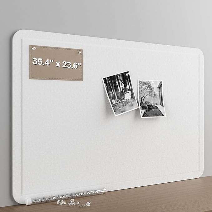 Large Felt Bulletin Board for Wall, 24"x36" Frameless Picture Board, Soft Felt Cork Board for Office, Home Planning & Office Wall Decor, Easy Install Pin Board