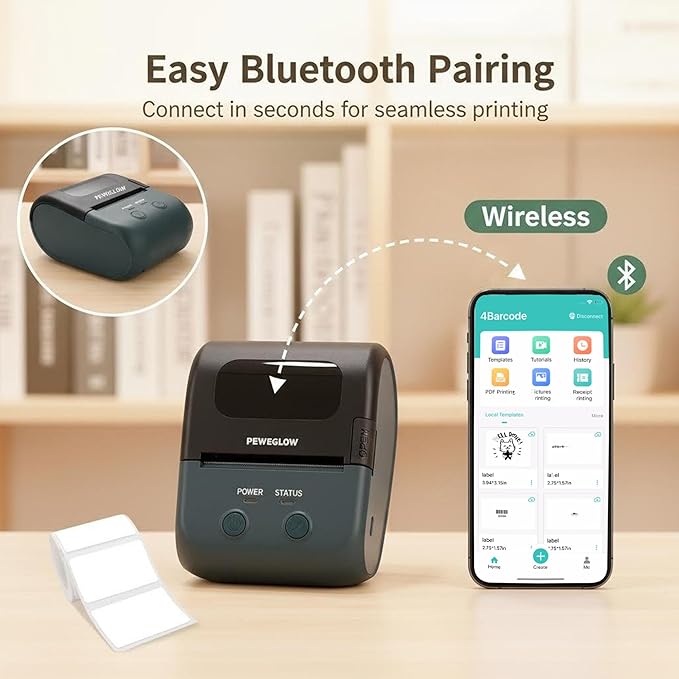 Label Maker Machine, L7 Portable Bluetooth Thermal Printer,Thermal Sticker Machine with Paper Tape (1.97"×1.18") Sticker Labeler with Multiple Templates for Office Organization Home Kitchen School