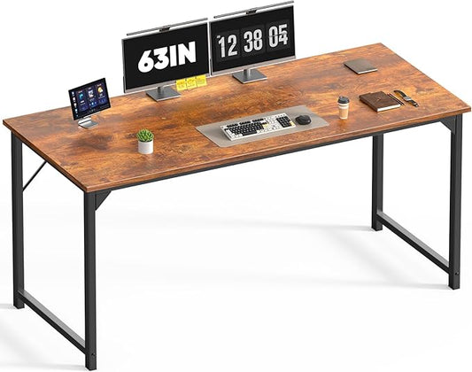 DUMOS 63 Inch Office Computer Desk Modern Simple Style Writing Study Work Table for Home Bedroom - Wood Brown