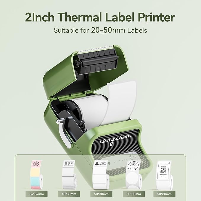 NIIMBOT B21 Label Maker Machine with Tape, 2 Inch Portable Sticker Printer Thermal Labeler for Gift Jar Candle Address Labels for Home Office Business Organization, Supports Mobile & PC, Green