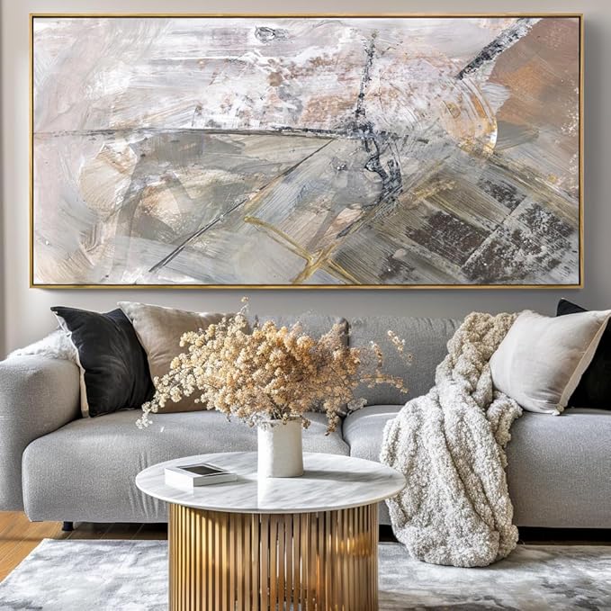 Wall Art Abstract Canvas Painting Gray Fantasy Wall Decor Fluid Ink Modern Artwork for Living Room Bedroom Dining Room Home Office Decor 30"x60" with Framed
