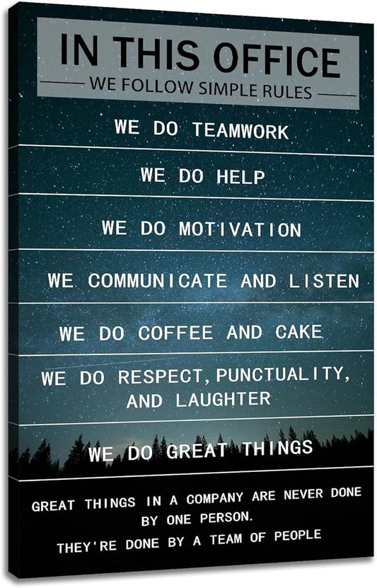 Inspirational Canvas Wall Art Motivational In This Office Canvas Poster Print Artwork for Modern Home Bedroom Living Room Office Wall Decoration Ready to Hang [12''Wx18''H]