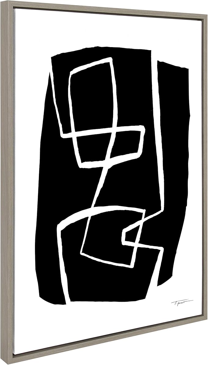Kate and Laurel Sylvie Modern Meeting Forms Framed Canvas Wall Art by Statement Goods, 23x33 Gray, Contemporary Abstract Art for Living Room, Office, Or Entryway