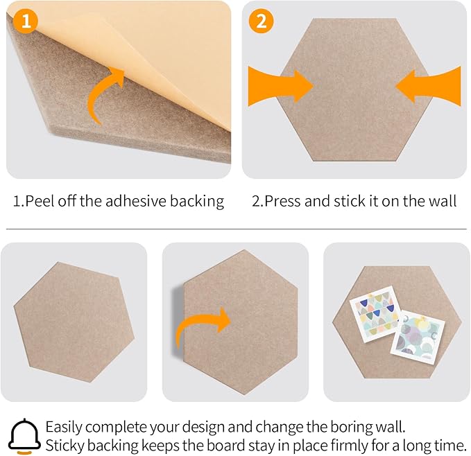 Fwpelt 12'' Large Hexagon Cork-Bulletin Board Tiles Adhesive 10 Pack Frameless Corkboard Hexagonal Prayer Vision Cork Board for Office Wall Decor, Hex Tack Pinboard with 30 Push Pins