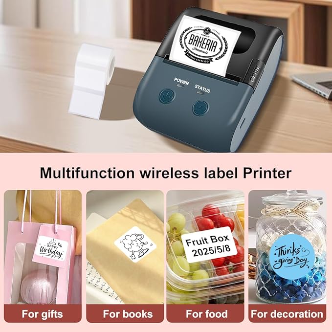 L7 Label Maker Machine with Tape, Thermal Label Printer Easy to Use for Office, Home, Business, 2 Inch Label Maker with 1 Roll of 1.97 * 1.18inch White Label Paper