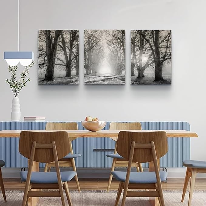 Yxbhhym Bedroom Wall Decor Black and White Bathroom Wall Art Forest Pictures Tree Canvas Prints Art Landscape Painting Modern Office Artwork for Living Room Decor Kitchen Home Decorations