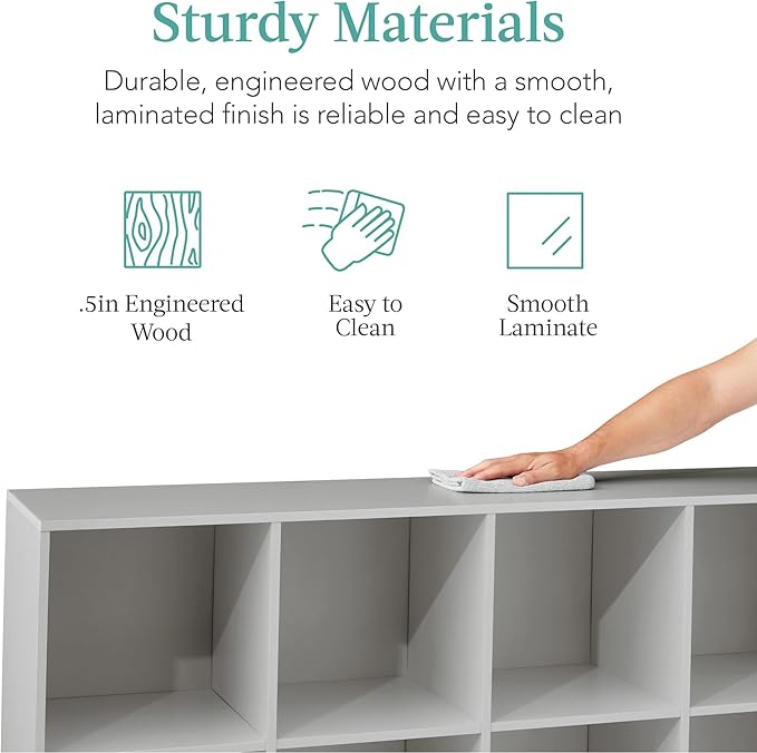 Best Choice Products Kids Bookcase 8-Cube Storage Organizer, 11in Shelf Opening, Bookshelf, Toy Storage, Customizable w/ 3 Removable Back Panels – Gray