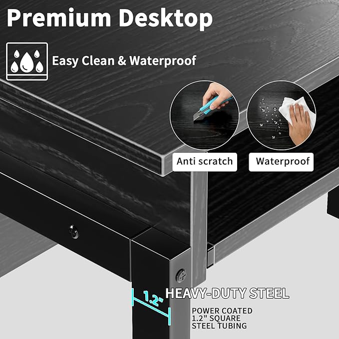 ALISENED 31.5" Small Computer Desk with Hutch, Office Desk Study Table Writing Desk Workstation PC Table for Home Office, Space Saving Design