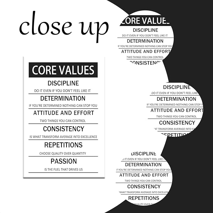 Inspirational Canvas Wall Art Decor Motivational Poster Framed Painting Core Values Picture Print Artwork for Modern Home Bedroom Living Room Office Decoration Ready to Hang [12''W x 18''H]