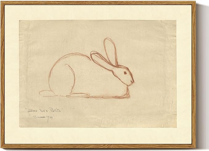 InSimSea Framed Canvas Prints Art Vintage Decor, Sketch Easter Rabbit Antique Painting, Rustic Spring Wall Art for Living Room Bedroom Home Bathroom Wall Decor, 12x16inch