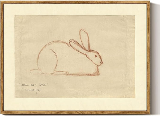 InSimSea Framed Canvas Prints Art Vintage Decor, Sketch Easter Rabbit Antique Painting, Rustic Spring Wall Art for Living Room Bedroom Home Bathroom Wall Decor, 12x16inch