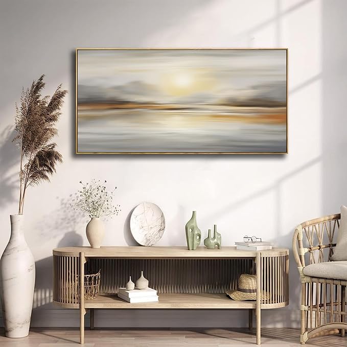 Framed Wall Art Abstract Seascape Canvas Printing Wall Decor Artwork for Living Room Bedroom Dining Room Home Office Decor 24"x48"