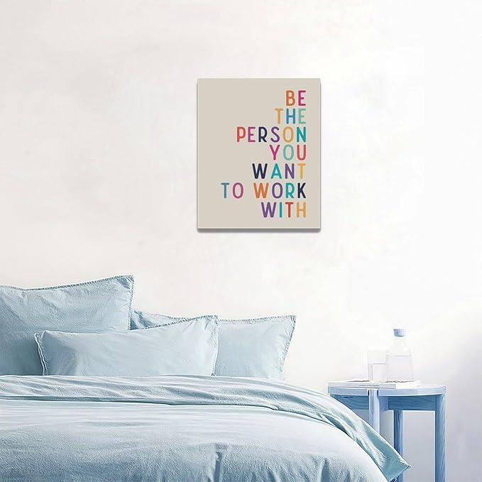 Office Teamwork Wall Art Motivational Success Pictures Wall Decor Inspirational Positive Quotes Canvas Painting Print Modern Artwork Decorations Framed for Home Bathroom Living Room Bedroom 16x20 inch