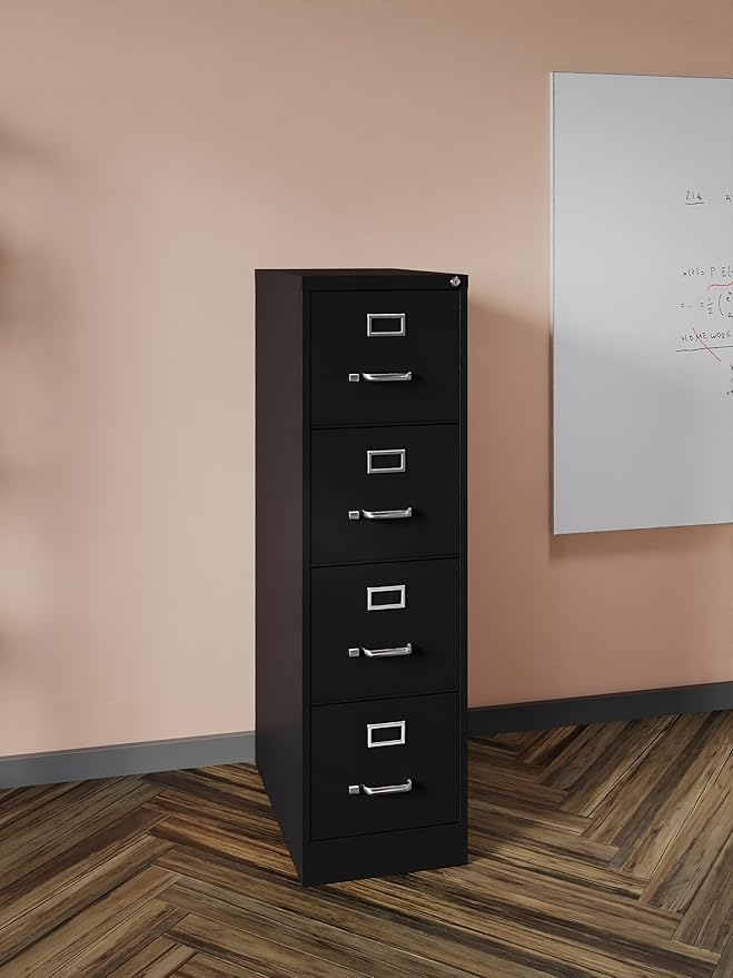 Hirsh Industries 25" Deep Commercial 4 Drawer Letter Size High Side Vertical File Cabinet Color: Black