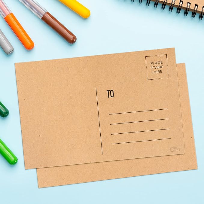 Sweetzer & Orange Blank Postcards for Mailing. 60 Kraft 4x6 Plain Message Sheets, Unwritten Mailable Sheet Set. Make Your Own Printable Notes. 300gsm Greeting Paper Cardstock, Bulk Papers Pack.