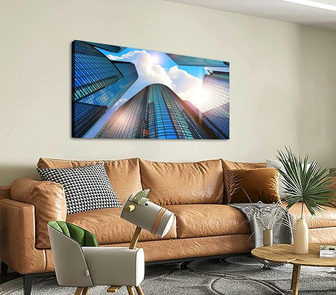 Canvas Wall Art for Living Room Bedroom Modern business buildings Big Large Wall Art Decor Framed Painting Wall Pictures Prints Artwork Office