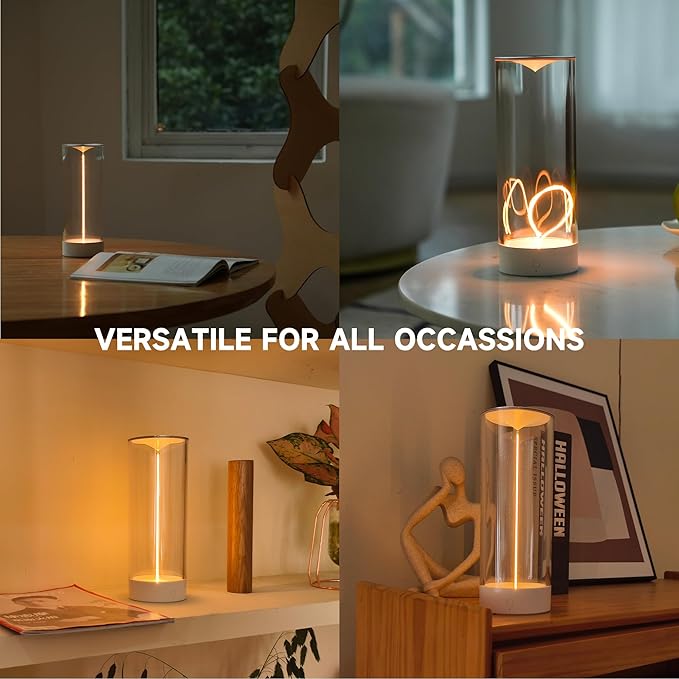 AUGE LIGHT Minimalist Desk Lamp Cordless Table Lamps LED Rechargeable Modern Nightstand Lights Dimmable with 3 Levels for Gaming, Home Office, Bedroom, Living Room, Kitchen, Bar, Restaurant