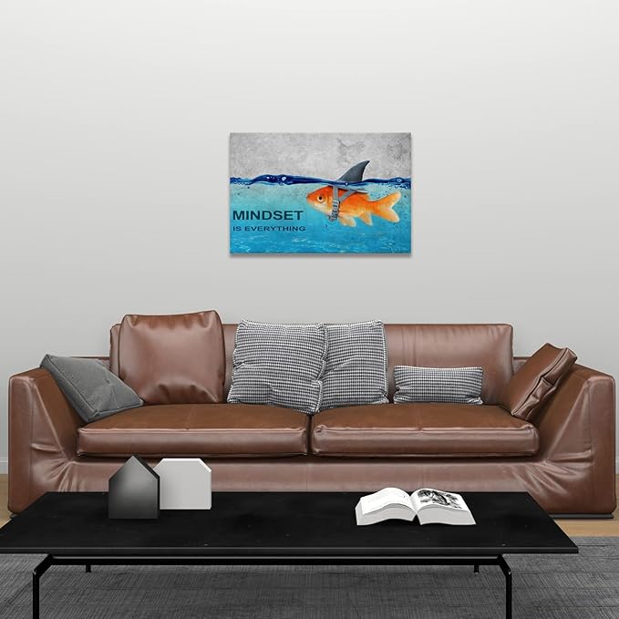 BWSPACE Mindset is Everything Wall Art Office Decor Motivational Quotes Canvas Wall Art Prints Entrepreneur Bundle Set 1 Pieces Inspirational Wall Art Decorations for Home (18" W x 24" H)