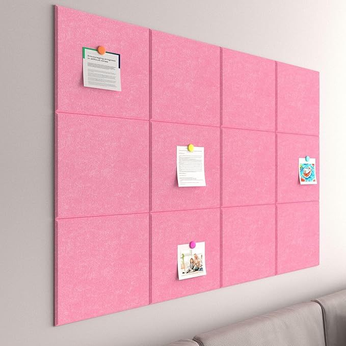 Large Cork Boards for Walls – 48" x 36" Self Adhesive Felt Wall Tiles, Ideal for Office Wall Organizing Bulletin Board, Easy to Install Cork Boards Felt Board