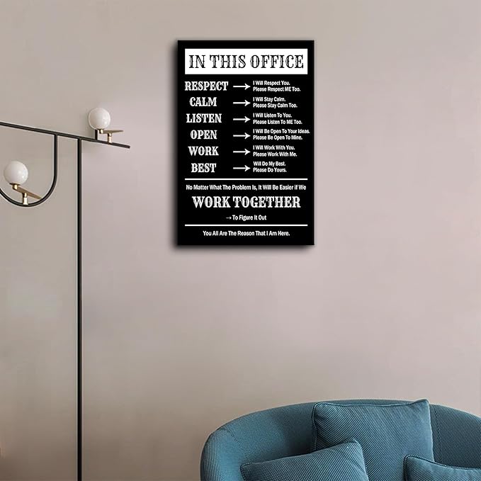 In This Office Inspirational Canvas Wall Art Motivational Picture Wall Decor Teamwork Theme Painting Poster In This Office Print Artwork for Bedroom Company Hallway Ready to Hang [12''W x 18''H]