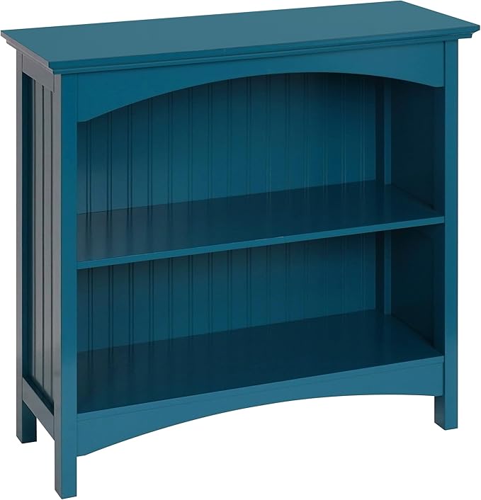 eHemco 2 Tier Bookcase with 2 Arched Supports, 29 Inches, Blue