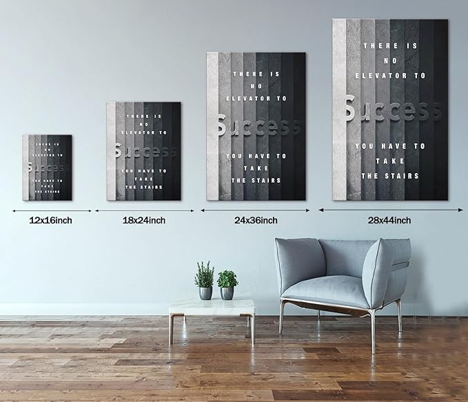 Success Motivational Wall Art Large Framed Inspirational Positive Quotes Wall Decor for Home Office School Gym Wall Decoration Stretched Great Gift of Motivation Ready to Hang -28" WX44 H