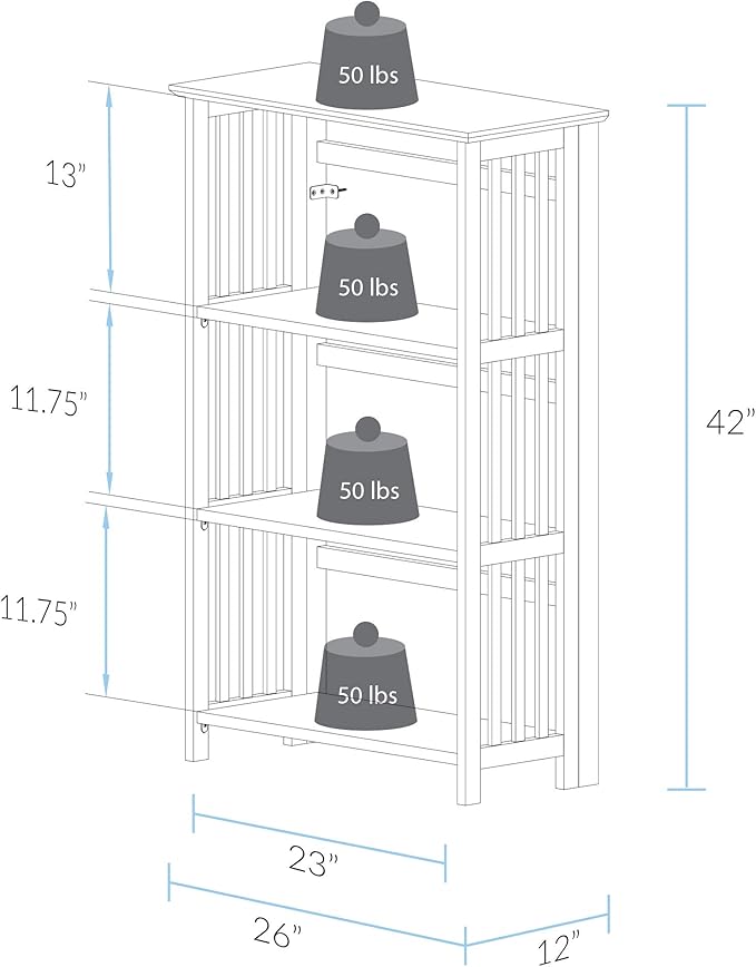 Casual Home Soho Manhattan 4-Shelf Folding Bookcase 26"" Wide - Natural (333-40)