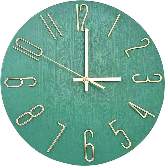 Wall Clock, Silent Clock, Wall Clocks Battery Operated， 12 inch Modern Wall Clock, Suitable for Offices, Living Rooms, Kitchens, Homes, Schools (Grass Green Without Second Hand)
