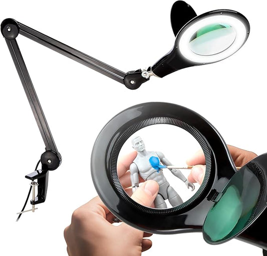 Brightech LightView PRO Magnifying Desk Lamp, 2.25x Light Magnifier, Adjustable Magnifying Glass with Light for Crafts, Reading, Close Work - Black