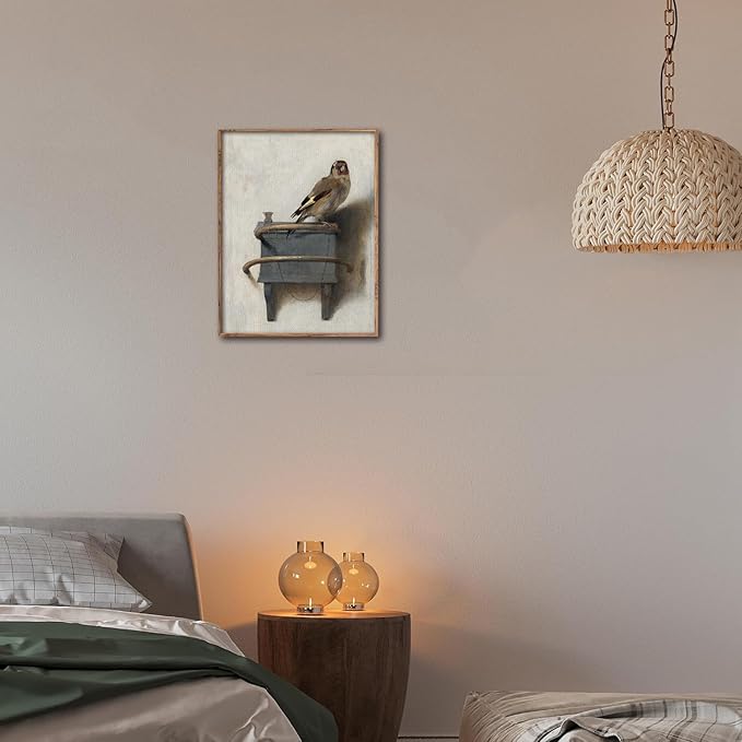 Kizbok Vintage Bird Wall Art Prints Decor, Neutral Bird Still Life Canvas Prints Painting, Farmhouse Wall Decor Antique Animal Art Pictures for Bedroom, Vintage Artwork Poster for Bathroom Bedroom Gallery Home(8" x 10"-UNFRAMED)