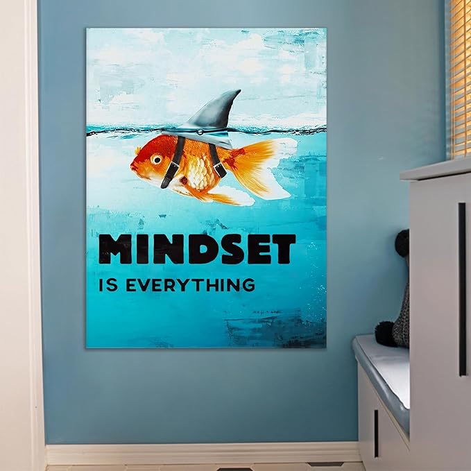 Canvas Mindset is Everything Motivational Wall Art Inspirational Entrepreneur Quotes Poster Print Artwork Painting Picture for Home Living Room Bedroom Classroom Decor Ready to Hang [30''W x 40''H]