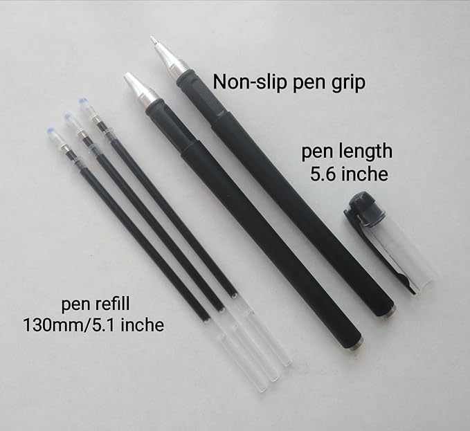 Black Gel Pens & Pen Refills,Gel Pen 0.5 mm Pen Refill Set Kit, 20 Pcs Black Ink Pen Refills with 3 Gel Pens. (Black Pen & Refill)