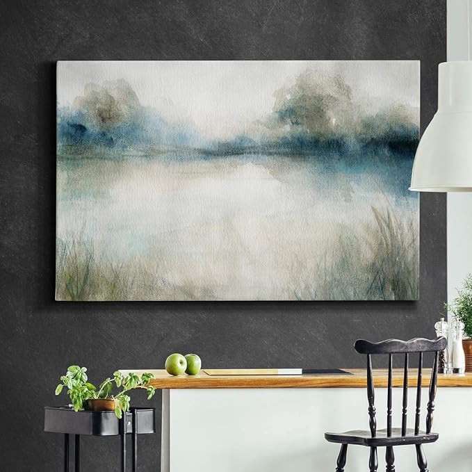 Landscape Wall Art Premium Gallery Wrapped Canvas Abstract Ocean Forest Modern Artwork Decoration for Living Room Kitchen Bathroom Office, Ready to Hang