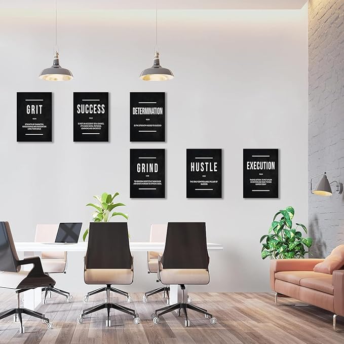 9Pcs Motivational Wall Art Inspirational Quote Canvas Painting Success Entrepreneur Phrases Wall Decor Positive Affirmation Poster Prints for Bedroom Living Room Office Workplace Pictures Unframed