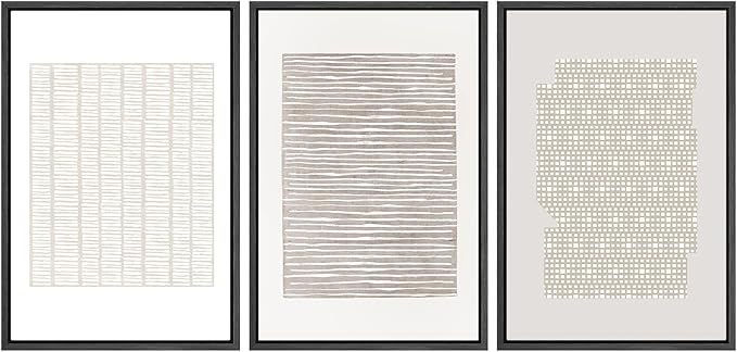 SIGNWIN Framed Canvas Print Wall Art Set Tan Geometric Pattern Landscape Abstract Shapes Cozy Neutral Modern Art Decorative Boho Relax/Zen Nordic for Living Room, Bedroom, Office - 16"x24"x3 Black