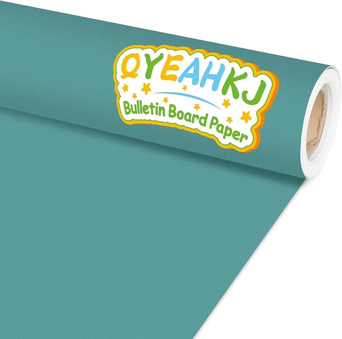 Qyeahkj 17.7in x 20ft Bulletin Board Paper Roll Bulletin Board Background Paper Fade Resistant Classroom Decoration Poster Art Craft Home Wall Education Decor Supplies Eucalyptus Green