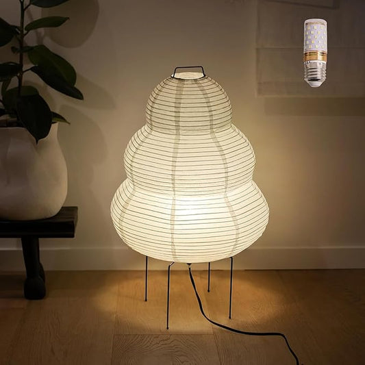 Noguchi Lamp, Wabi-Sabi Paper Floor Lamp, Dimmable Japanese Rice Paper Lantern, Akari Floor Lamp with 3 Color, Japan Lamp for Living Room, Bedroom or Desktop