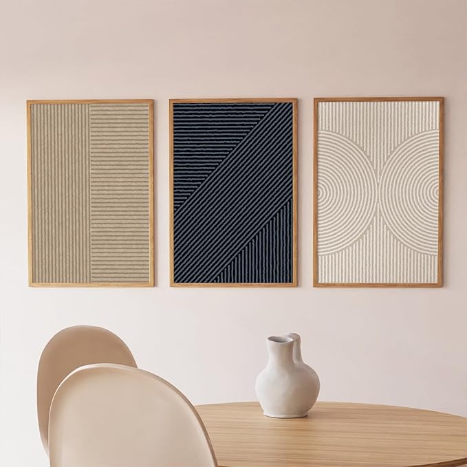 Modern Abstract Pictures Wall Art Boho Neutral Canvas Wall Art Minimalist Wall Decor Black Brown Artwork Abstract Modern Painting Prints for Living Room Bedroom 12x16 Inch Unframed Set of 3 (NO FRAME)