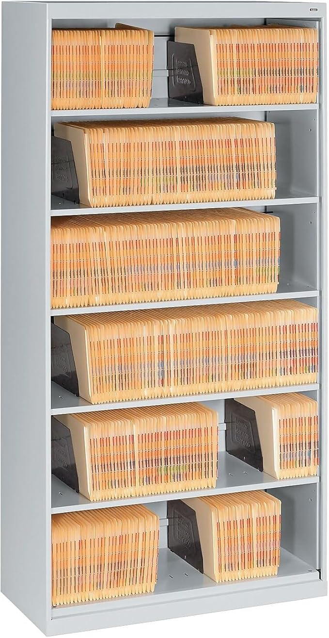 Tennsco Open Fixed Shelf Lateral File, 36w x 16 1/2d x 75 1/4, Light Gray