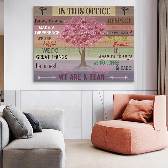 Large Motivational Canvas Wall Art Inspirational In This Office Retro Wooden Poster Print Positive Saying Quote Sign Inspiring Picture Artwork for Living Room Office Gym Wall Decoration [30''Wx 40''H]