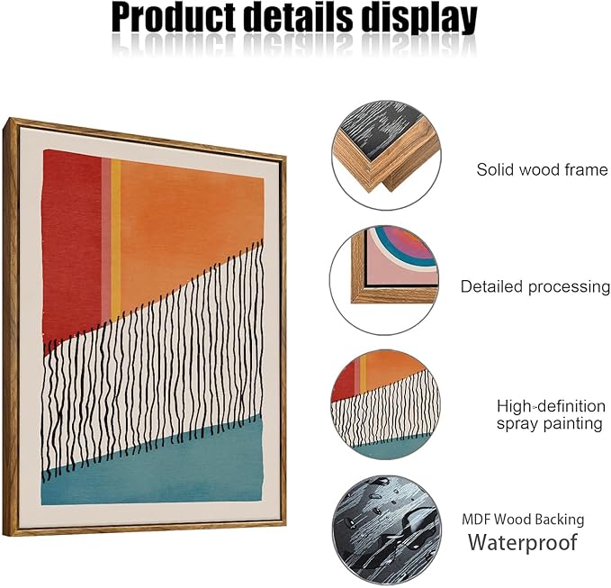 myusuar 3 Piece Large Modern Abstract Canvas Framed Wall Art For Living Room, Midcentury Minimalist Boho Wall Art Decor Posters Prints For Bedroom Office, 12x16in